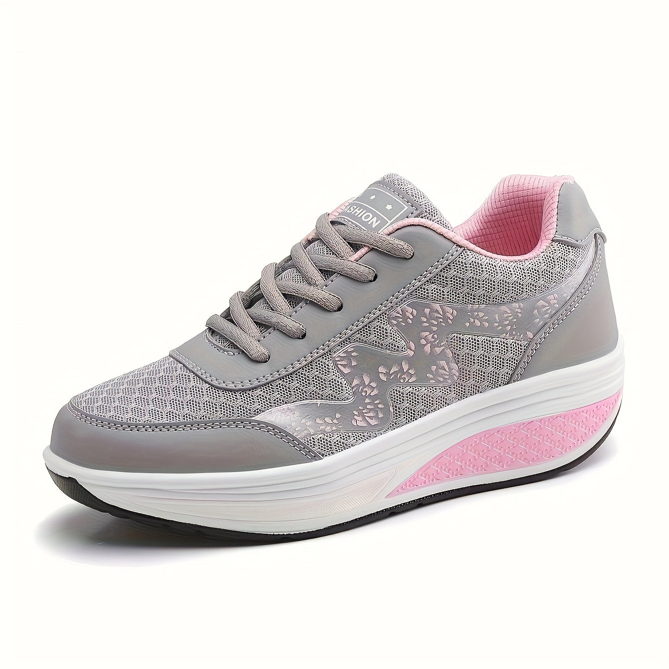 Women's Light Blue Breathable Mesh Sneakers - Air-Cushioned, Thick-Soled Sneakers with Sport Control Lace-Up Design for All Seasons