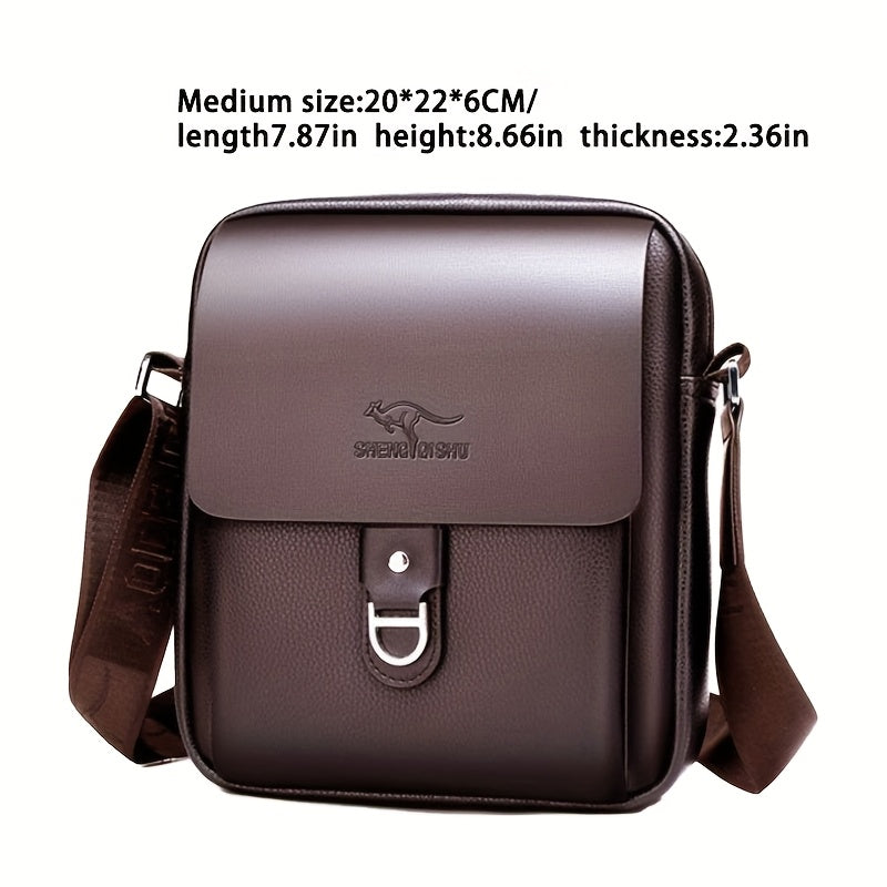 Men'S Stylish Brown Crossbody Bag with Adjustable Strap - Large Capacity, Multi-Compartment Design, Perfect for Commuting, Travel, and Everyday Use, Travel Bag