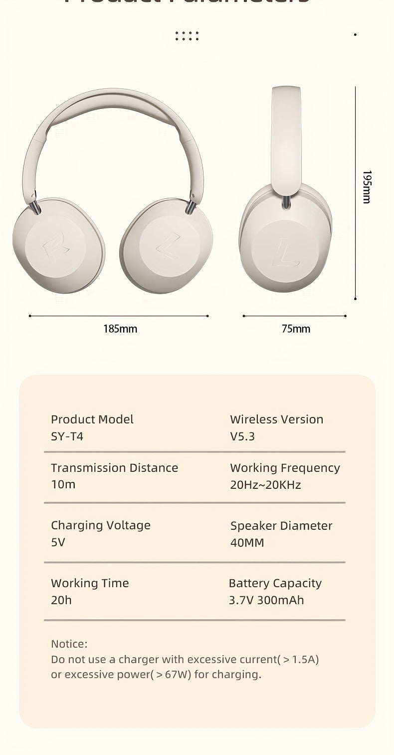 Wireless Headset with Pressure Relief Design, Bass Boost Built-in Microphone, Telescopic and Rotatable Flat Design, Auxiliary TF Mode for Gaming and Sports Use, Wireless Sports Earbuds, Office and Travel Compatible, Powerful