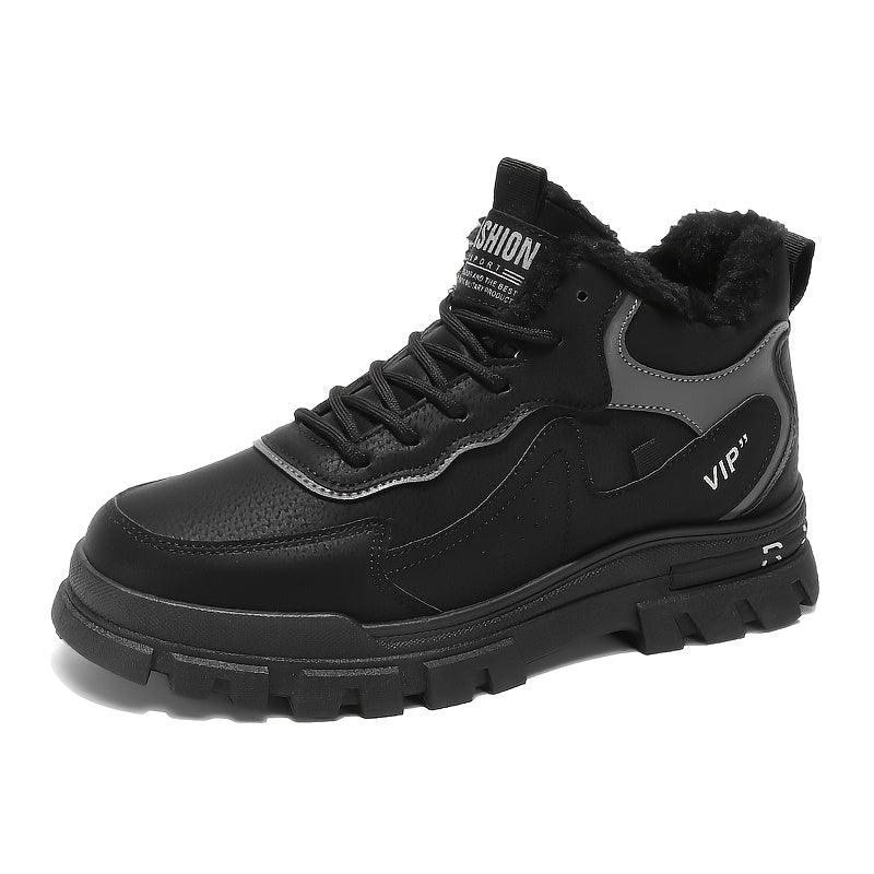 ZQBOBING Men'S Cozy Fleece-Lined Casual Sneakers - Beige & Black Low-Top Lace-Up Shoes with Thick Cushioned PVC Sole, Round Toe Design for Fall/Winter Comfort, Winter Footwear | Stylish Laceup Shoes | Durable PVC Sole, Blue B