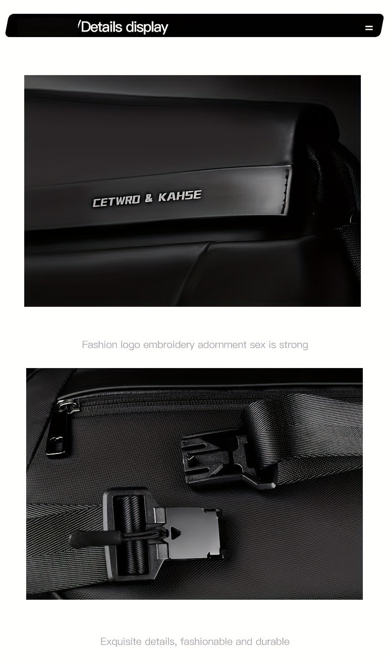 Men'S Sleek Black Crossbody Bag - Durable Oxford Material, Zippered Chest Bag with Adjustable Strap, Ideal for Commuting Cycling, Trendy Shoulder Bag for Men, Cycling Bag Trendy Shoulder Bag Functional Design, Small Crossbo