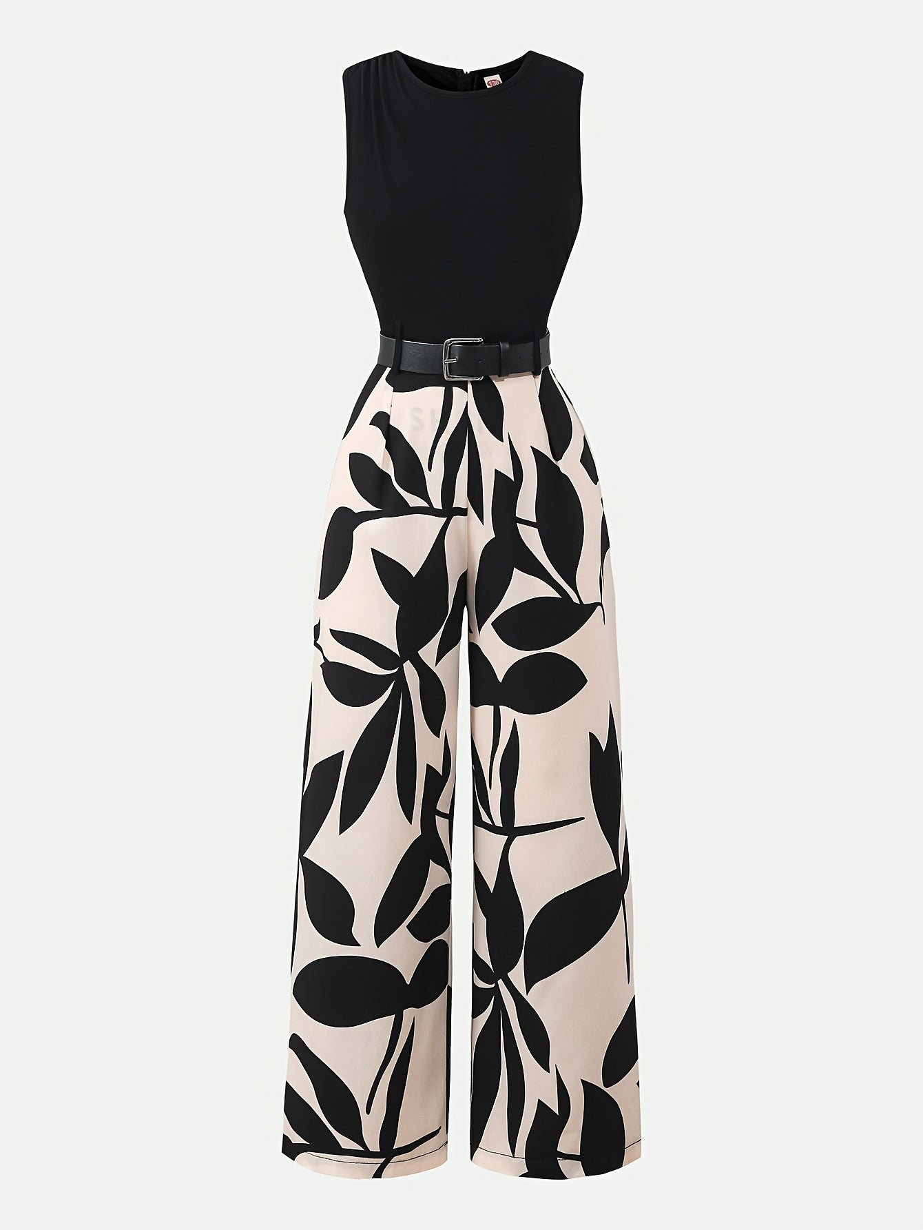 Girls' Summer Sleeveless Floral Top with Belted Wide-Leg Pants