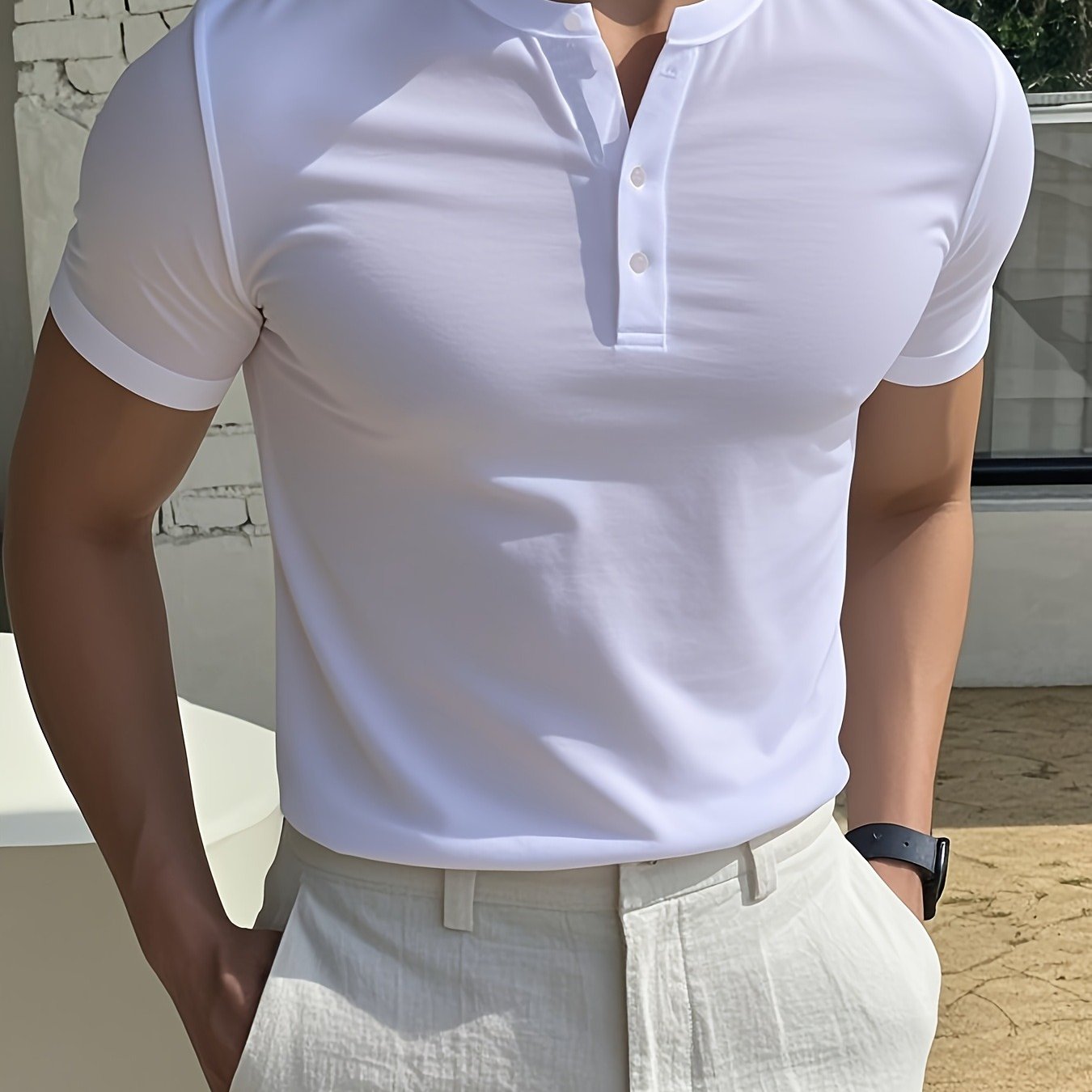 1pc Men's Spring Summer Casual Short Sleeve T-Shirt - Round Neck, Solid Color, Breathable Fabric, Regular Fit for Casual Attire Light Exercise, Cute Shirts for Summer, Classic Henley, Easycare Material, Soft Texture Shirt