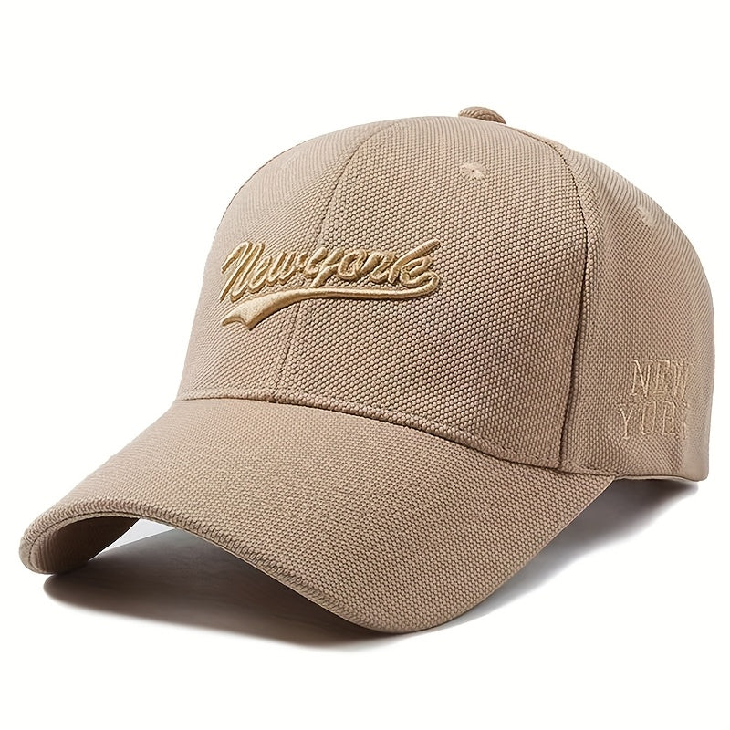 Adjustable Embroidered "NEW YORK" Baseball Cap, Wide Brim, Mesh Back, Casual Style in Beige, Black, White, Dark Brown, Navy Blue, Red, Green, and Yellow Colors, Fashionable and Comfortable for All Seasons, Allseason Hat | Mod