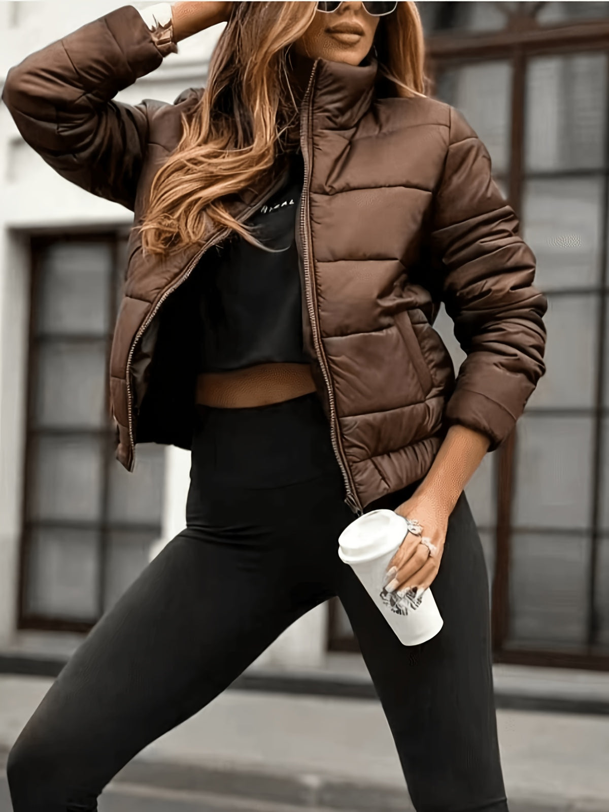 Women's Autumn Winter Stand Collar Zippered Warm Jacket