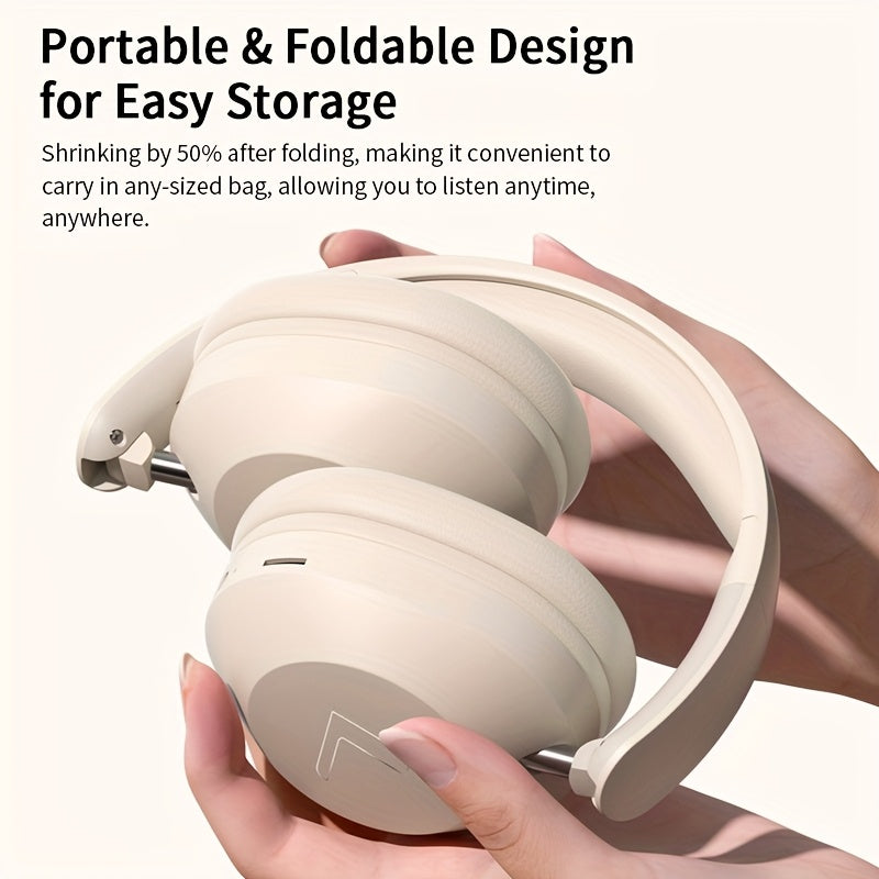 Wireless Headset with Pressure Relief Design, Bass Boost Built-in Microphone, Telescopic and Rotatable Flat Design, Auxiliary TF Mode for Gaming and Sports Use, Wireless Sports Earbuds, Office and Travel Compatible, Powerful
