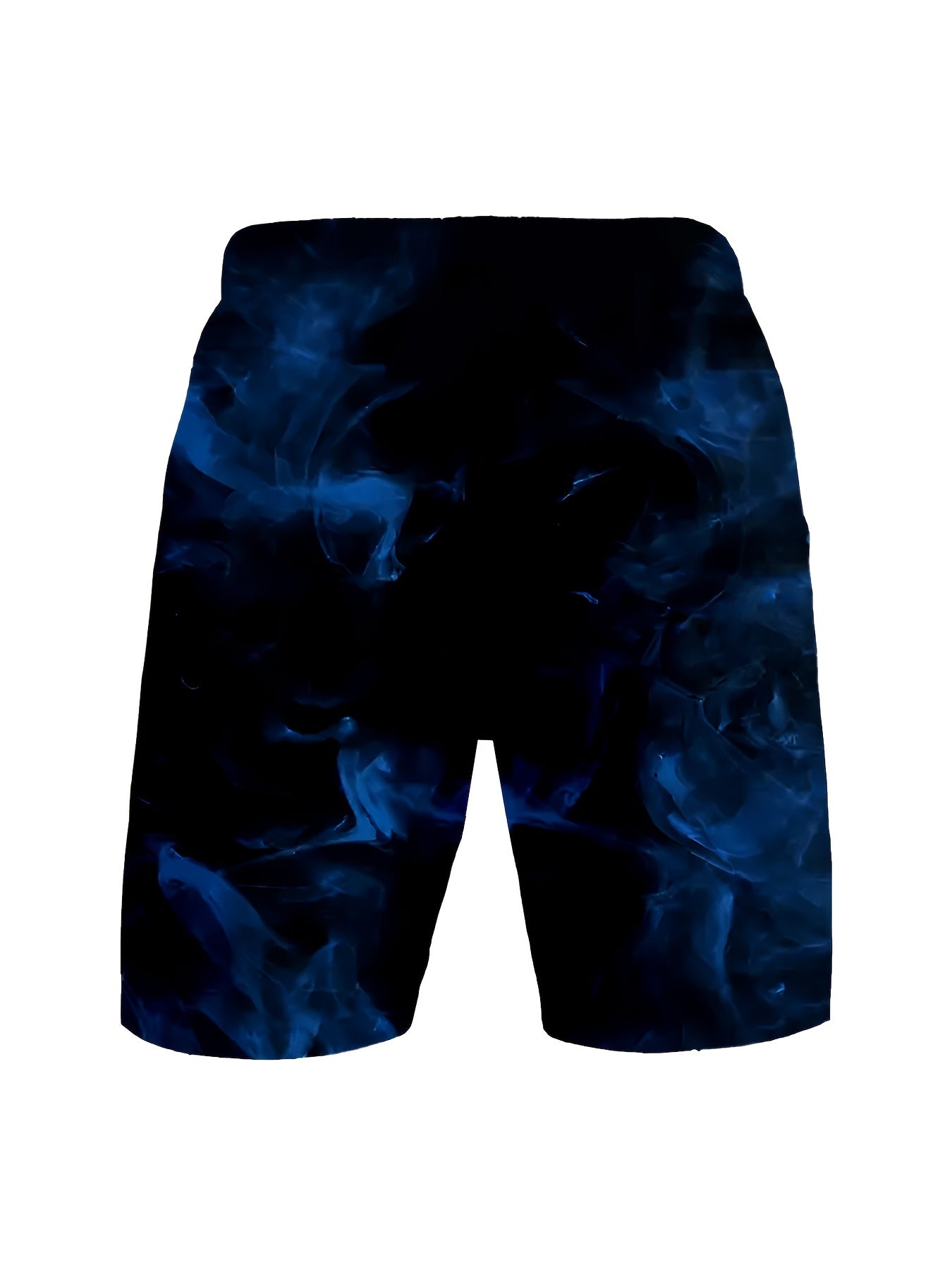 Men's Quick-Dry Blue Geometric Swim Shorts with Adjustable Waist