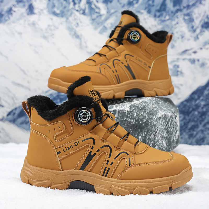 ZQBOBING Men'S Winter Hiking Boots - Slip-Resistant Traction, All-Season Outdoor Trekking Shoes with Cushioned EVA Insole - Lightweight Ankle Support for Mountain Climbing, Snowshoeing, Everyday - Brown/Black Accent - Lace-Up