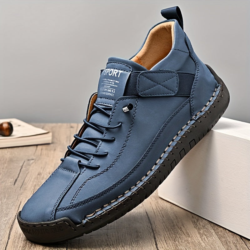 Men's Casual Ankle Boots - Lightweight Slip-On Loafers with Rubber Sole for Walking and Driving, Navy Blue, Comfortable EVA Insole, Durable Stitching, Sporty Design