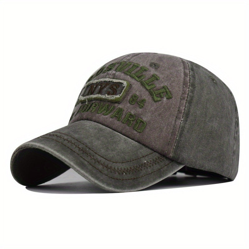 Vintage Style Unisex Baseball Cap, 100% Cotton Embroidered NYS Letter Design, Adjustable Dad Hat for Sports and Sun Protection, Hand Washable