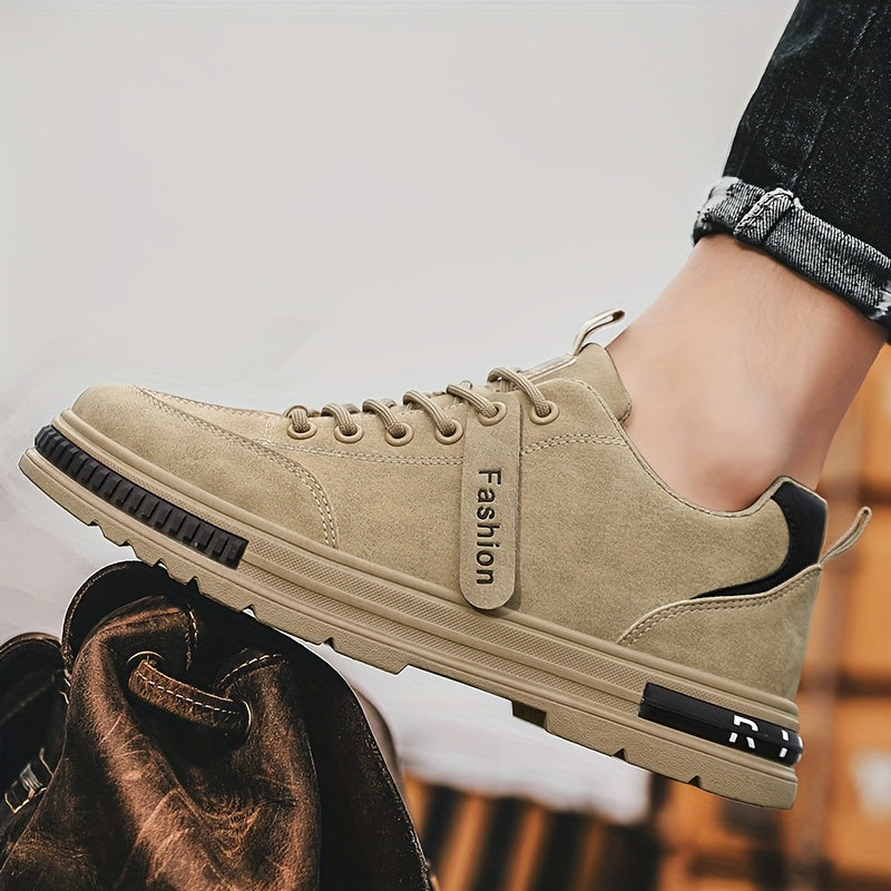 Men'S All-Season Low Top Sneakers, Solid Color, Non-Slip Durable Sports Casual Shoes, Breathable Fabric Lining, Round Toe, Lace-Up Closure, Faux Upper, PVC Sole, Cloth Insole - Versatile for Casual Sports Use