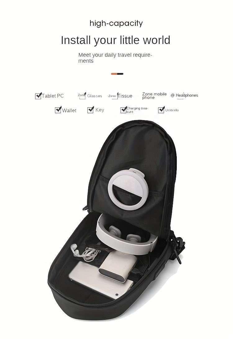 JUMAHE Men's USB Charging Crossbody Bag with Dual Power Ports, Hexagonal Geometric Design Street Style Shoulder Bag - Premium Durable Fabric, Adjustable Strap Zipper Closure for Daily Commute (Black/Grey), Bags for Travel,