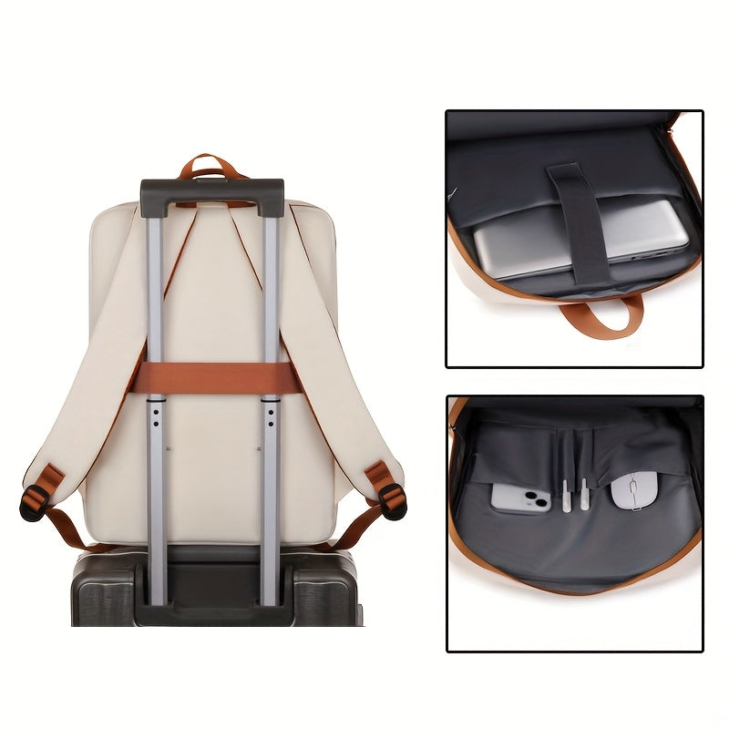 Stylish Lightweight Laptop Backpack - Adjustable Shoulder Straps, Multiple Compartments, USB Charging Port, Perfect for Commuting, School, Travel Business, Casual Style, Polyester Lining, Secure Zipper Closure, Laptop Carry