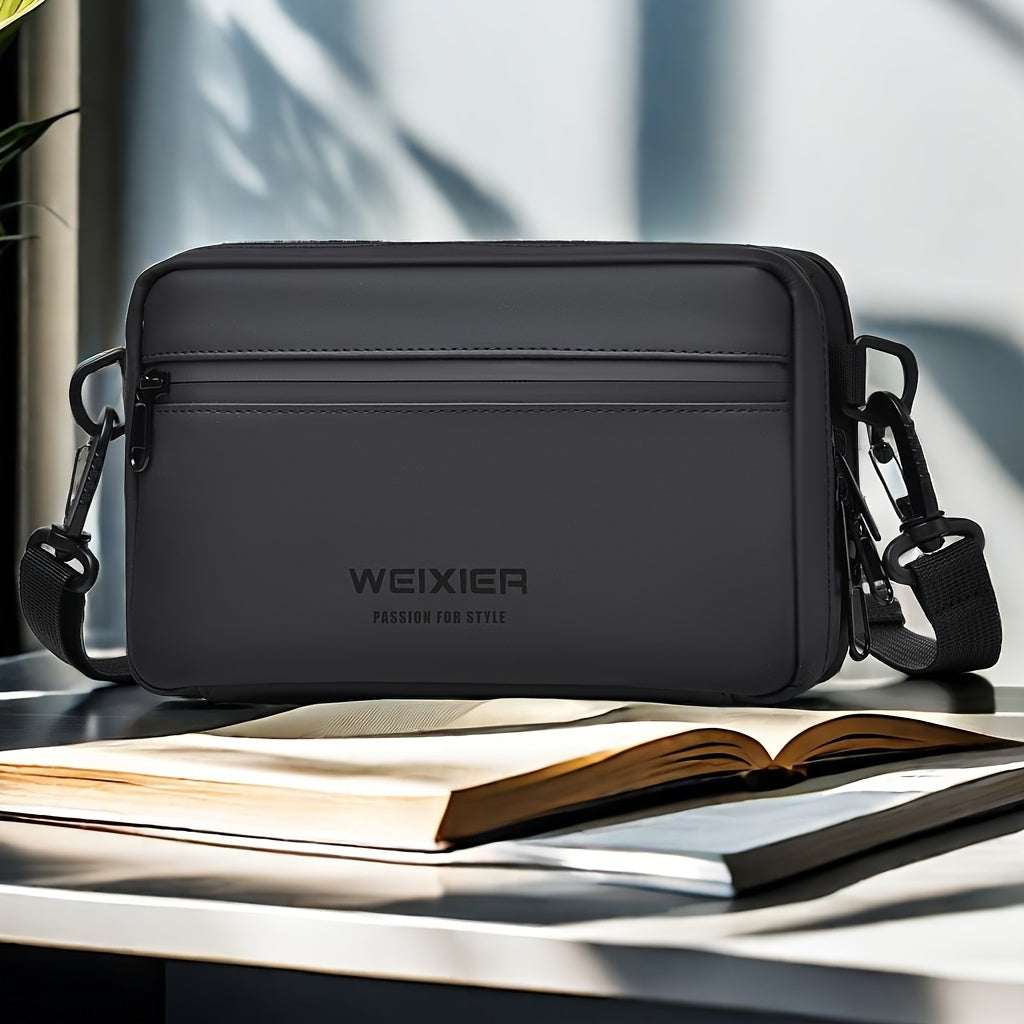 WEIXIER Men's Casual Nylon Handbag - Large Capacity with Adjustable Wrist Strap, Sleek Black for Daily Use, Valentine's Day Gift for Him, Outdoor Bag Casual Style Nylon Material