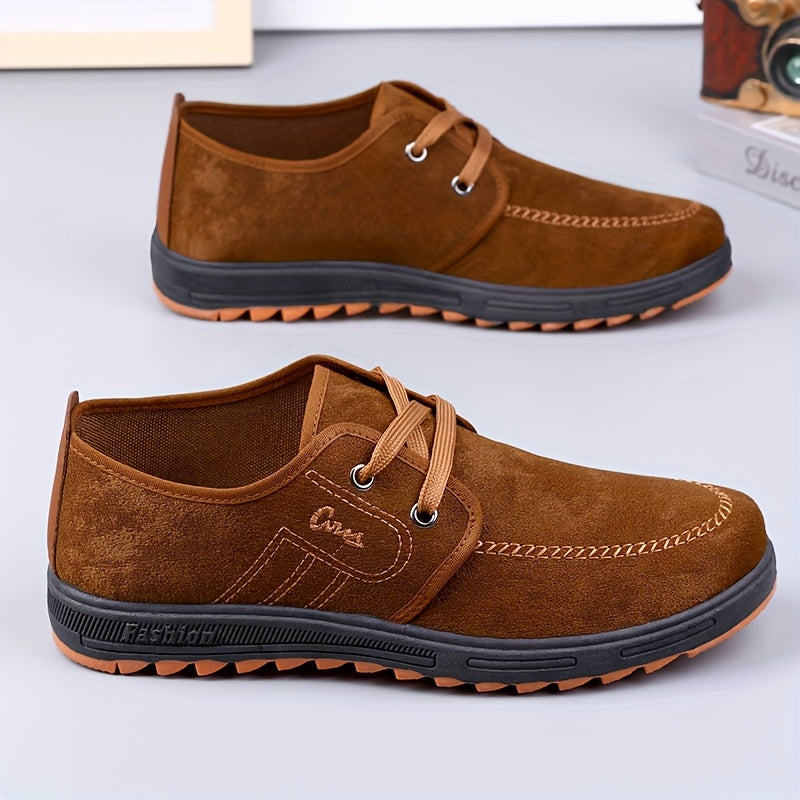Men'S Soft Sole Slip-On Loafers - Brown Fabric Upper with Rubber Sole, Comfortable Casual Shoes for Casual Attire, Casual Footwear Slipon Design Comfortable Footwear