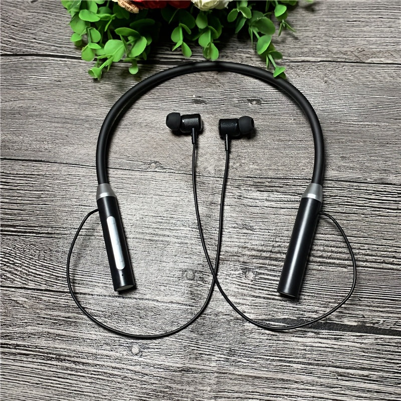 Latest Popular Neck Hanging Wireless Earphones with Digital Display - Ultra Long Standby Time, Noise Isolation, Rechargeable Lithium Battery, Volume Control Buttons, Black and Silver Design, Ideal for Adults, Standby Time: 20