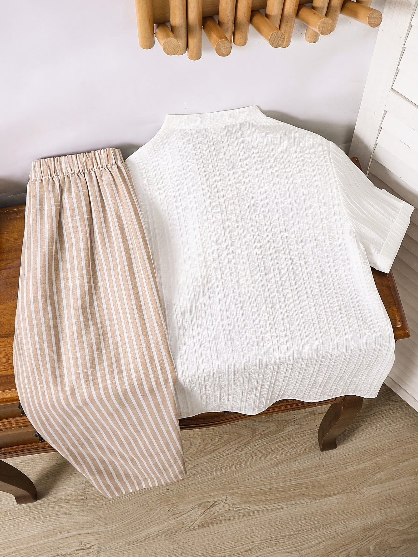 Casual Boys' Striped Short Sleeve Shirt and Pants Set