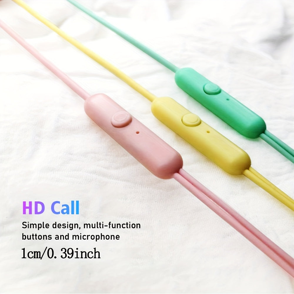 Anime-Inspired Wired Earphones with Microphone, 3.5mm Jack, Noise Isolating, Volume Control, Tangle-Free Cable, Plastic Semi-Open-Back Design, Compatible with Cellphones, Ideal for Running - Multiple Colors