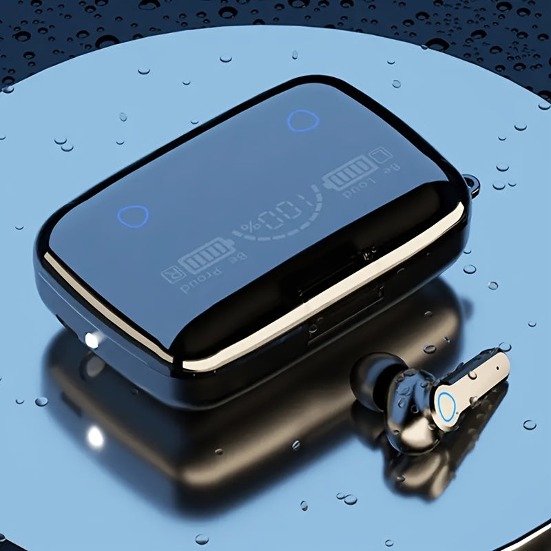 True Wireless In-Ear Headphones with LED Display, Noise Cancellation, Touch Controls, USB Charging, Lithium Battery - Rechargeable, Wireless, Volume Control, Wake-Up Motion Theater, Portable Headphone Case, Portable Headphone