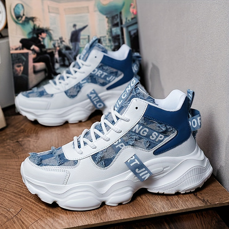 1 Pair Women'S High-Top Fashion Sneakers, Lightweight EVA Sole, Breathable Fabric Upper, All-Season Athletic Running Shoes with Comfort Insole