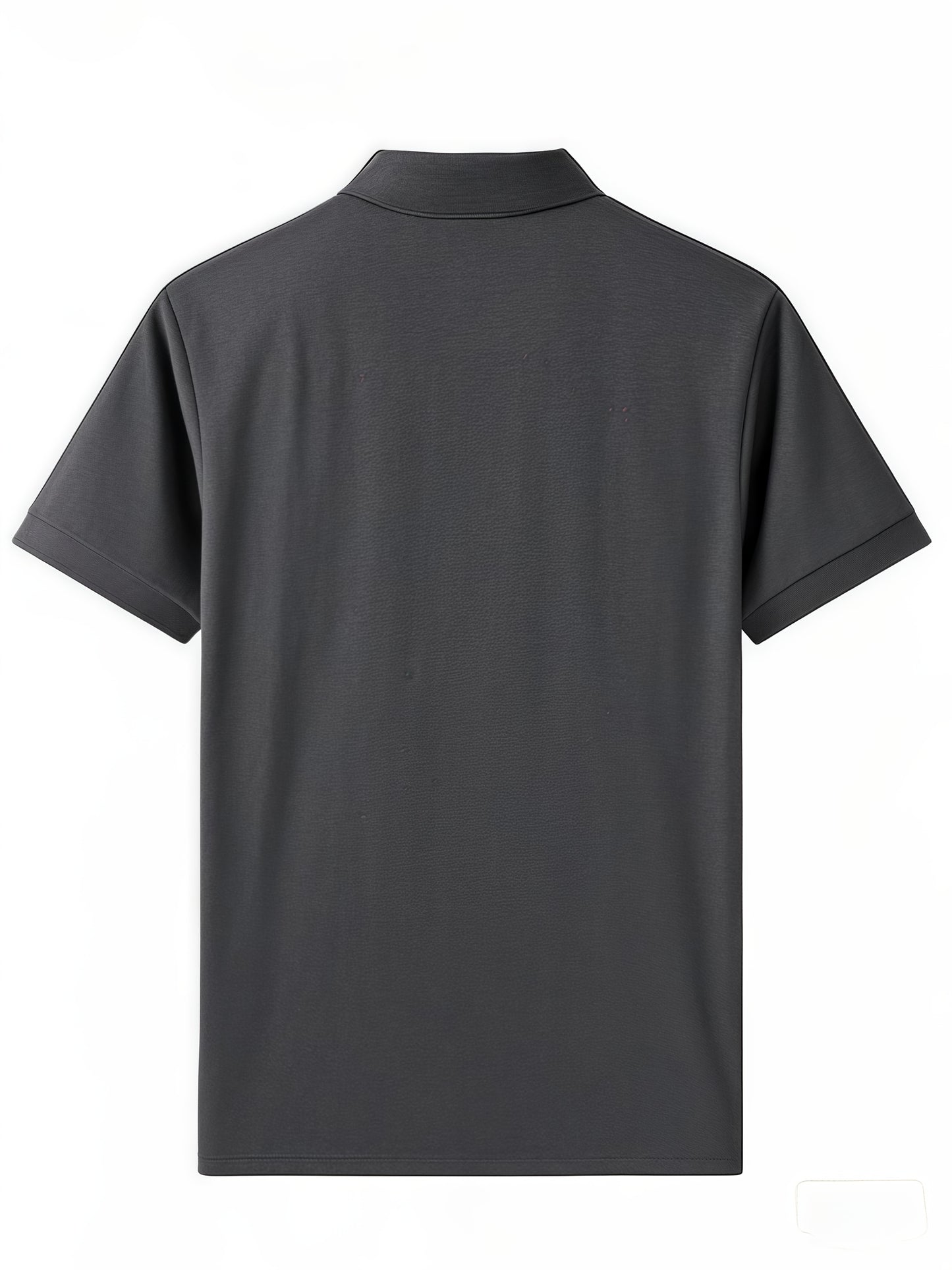 Men'S Casual Short Sleeve T-Shirt - Solid Black, Regular Fit, Button-Up Collar, Lightweight Polyester Blend for Spring & Summer, Spring Summer Apparel | Classic Collar Tee | Glossy Texture
