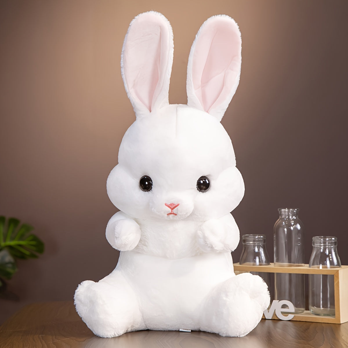 A New Fluffy and Adorable Sitting Long-eared Rabbit Plush Toy, a Soft and Cute Large Rabbit Doll Creative Pillow for Home Decoration and Birthday Party Gifts