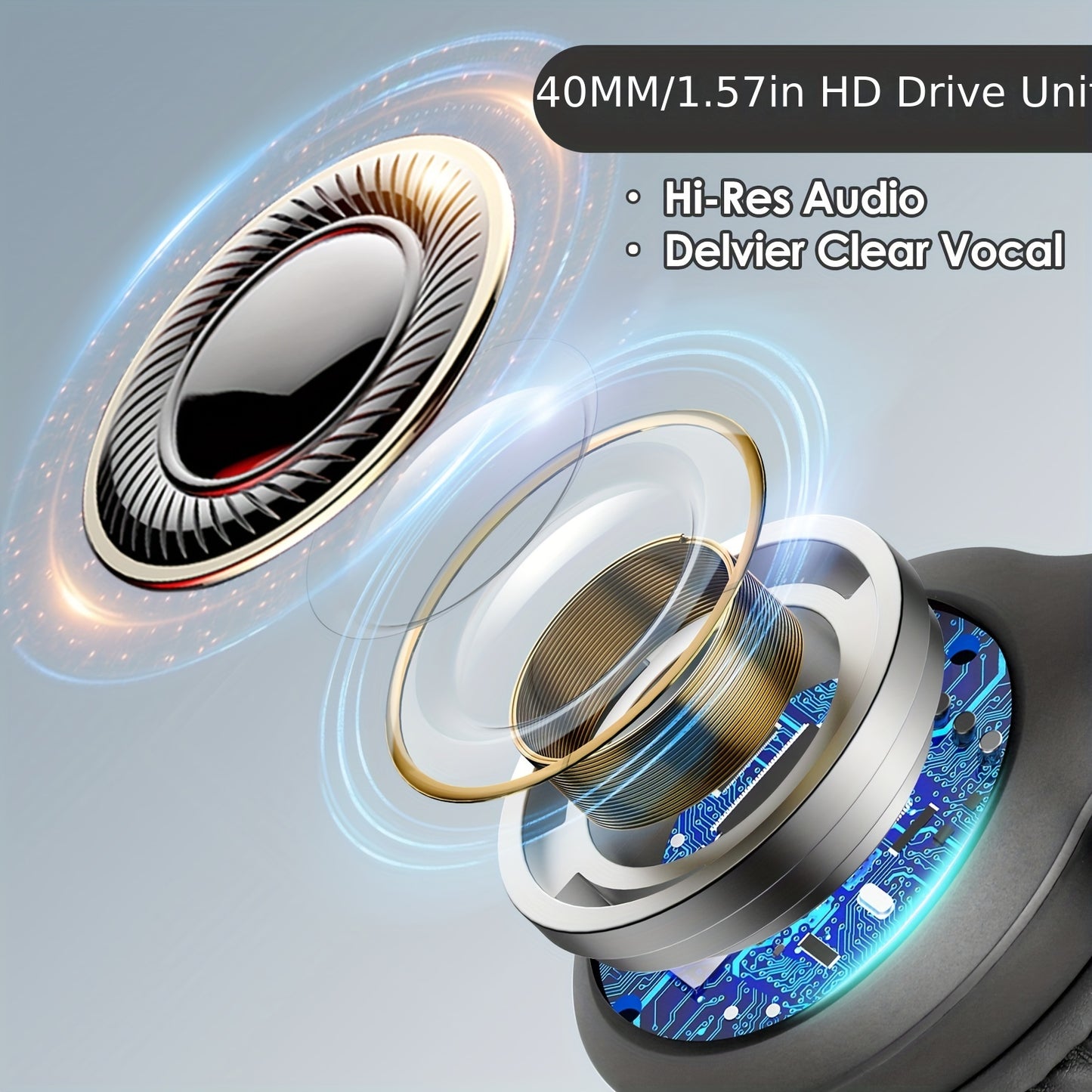 Siindoo JH919 Wireless Headset - 3EQ Sound Modes, High-Fidelity Stereo with Deep Bass - Lightweight, Foldable Design for Travel, Office Use, and Mobile Connectivity