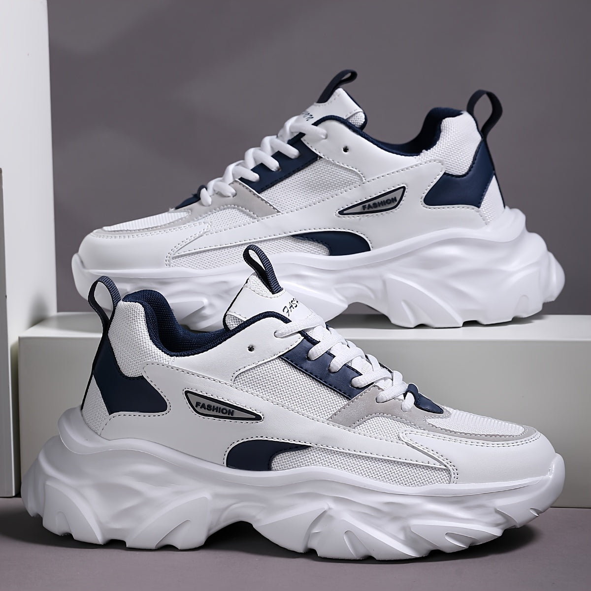 Men's Vintage Chunky Shoes, Comfy Non Slip Breathable Lace Up Sneakers For Men's Outdoor Activities