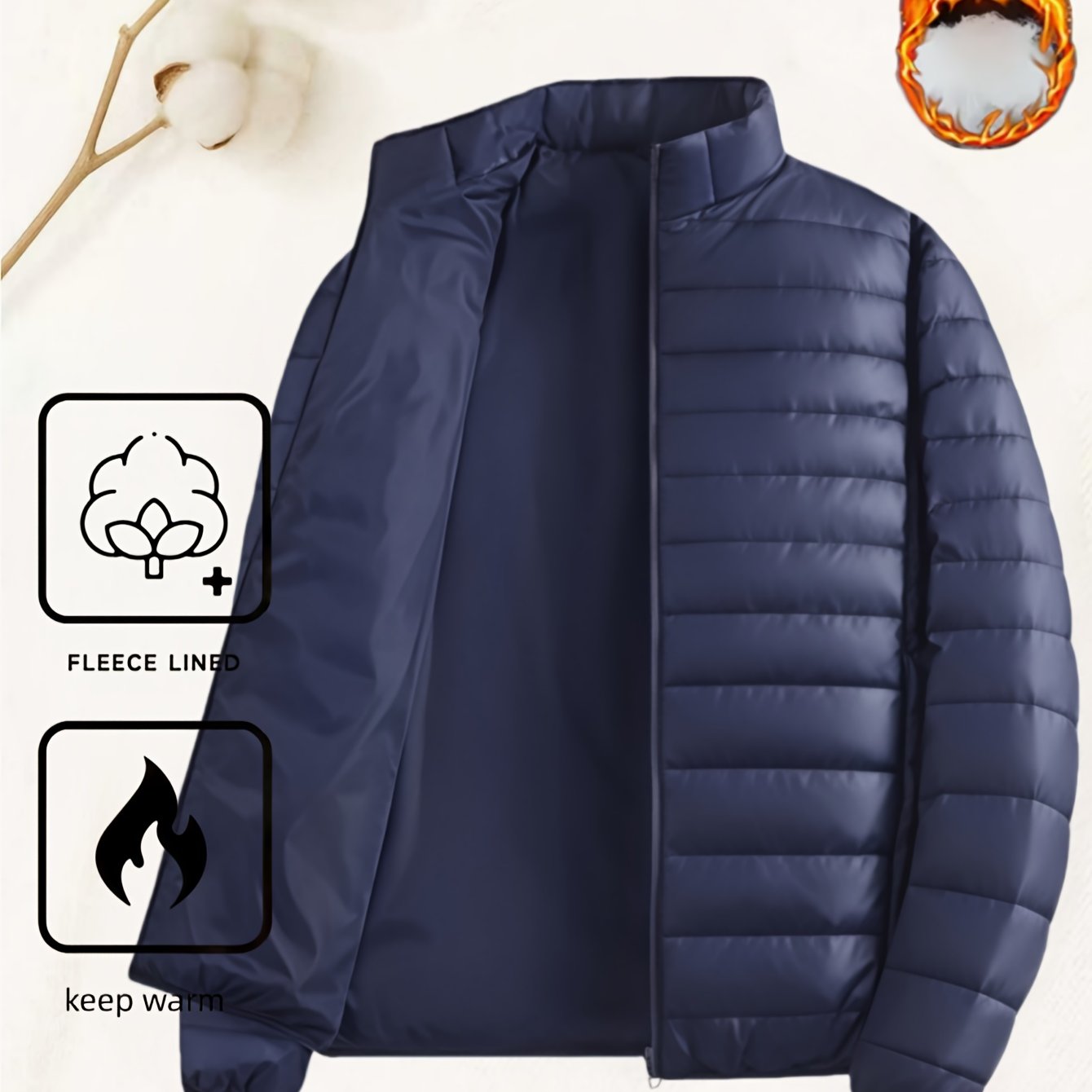 Men's Padded Coat - Men's Autumn/Winter Warm Outerwear - Men's Top - Men's Stand Collar Jacket - Men's Coat Jacket - Men's Warm Coat - Men's Overcoat - Men's Clothing - Men's Cold-Proof Coat - Autumn/Winter Coat, Solid Color,