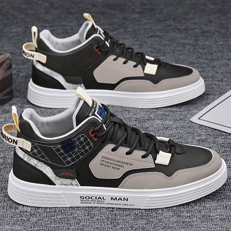 Men's High Top Lace Up Skateboard Shoes, Trendy Non Slip Casual Shoes For All Seasons Outdoor Walking Traveling Party