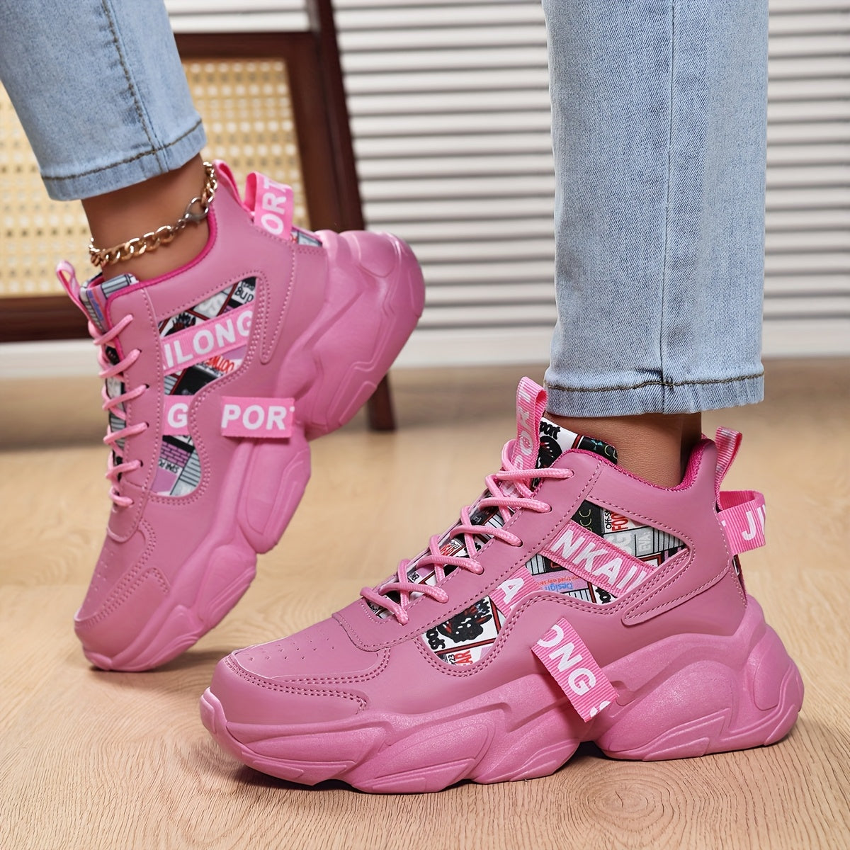 Women'S High-Top Plaid Skate Sneakers - Lightweight, Non-Slip, Shock-Absorbing Sneakers with EVA Sole, Synthetic Faux Leather Upper Fabric Lining for All-Season Sports and Casual Wear, Casual Sneakers Stylish Lace-Up Shoe