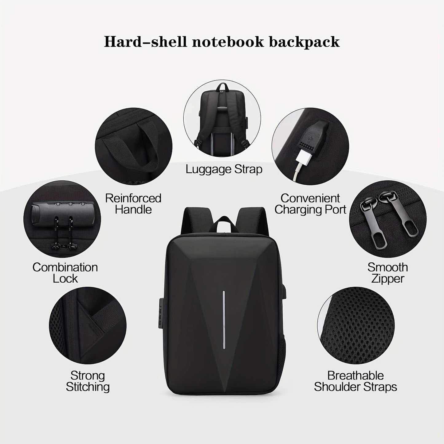 Durable Build, Business Style Laptop Backpack with Anti-Theft Design, Adjustable Shoulder Straps, Multiple Compartments, Zipper Closure PVC Lining - Black, Secure Laptop Storage Sleek Backpack Design Sturdy Zipper Closu