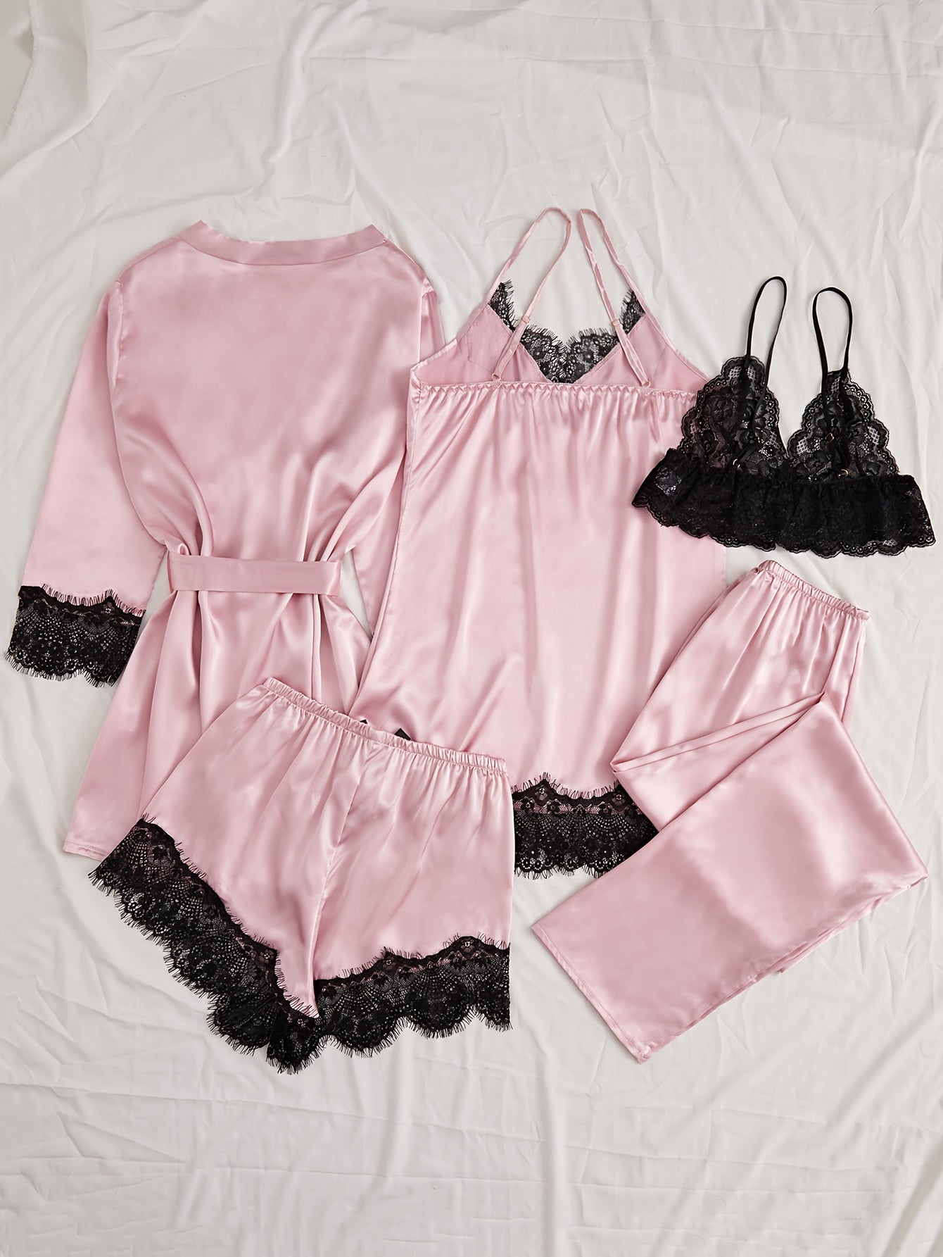 Ice Sensation Color Ding Lei Contrast Lace Patchwork Multi-Piece Set