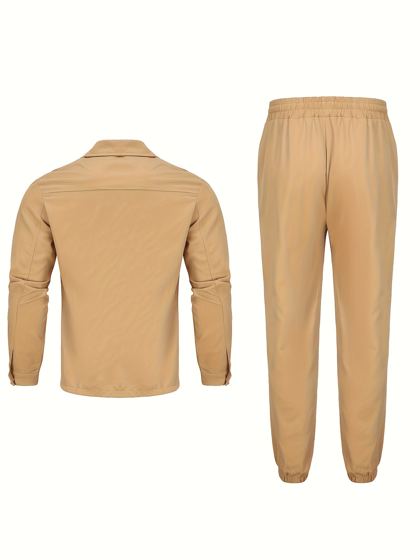 Men'S Casual Polyester Suit Set, Solid Color, Non-Stretch, Regular Fit, with Lapel Collar, Pocket Details, for Hiking, Daily Wear, and Special Occasions, Spring/Fall, Fall/Winter