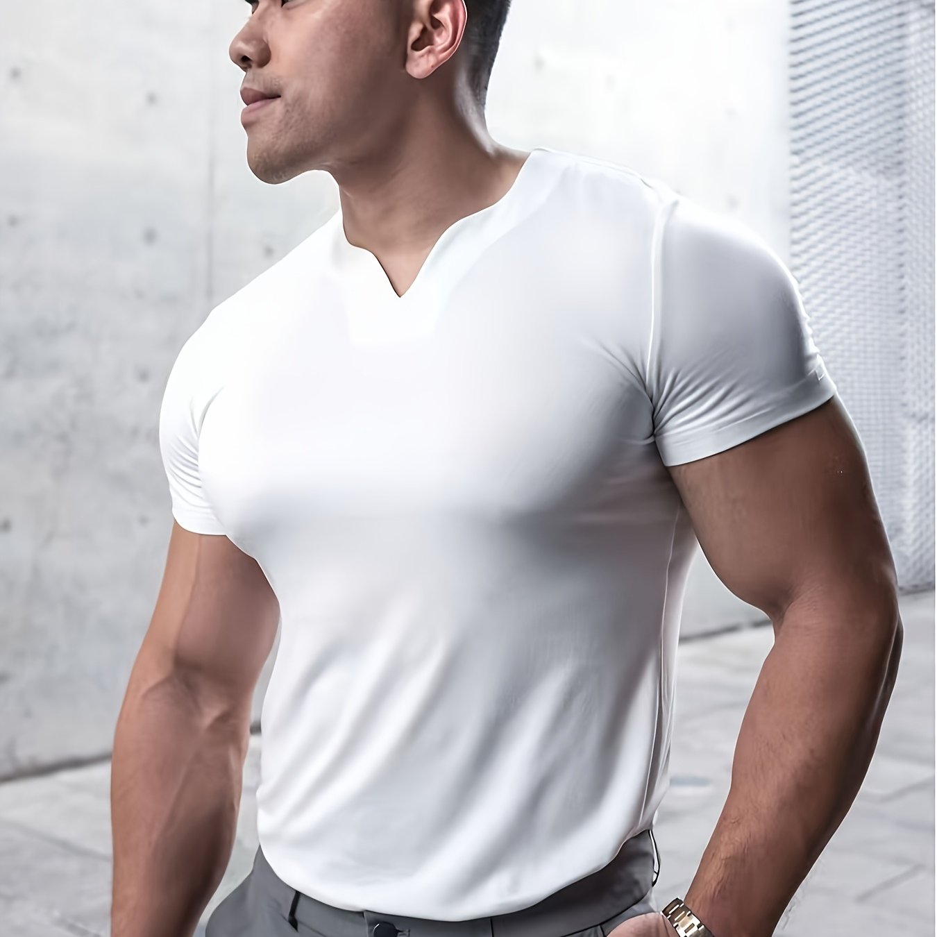 Men's Quick-Dry Gym T-Shirt - Muscle Crew Neck Workout Shirt, Stretch Athletic Tee for Weightlifting, Running, Training - Non-See-Through Muscle Builder Top (Hand Wash/Dry Clean) - Ideal for Gym Casual Outfits, Gym Shirt, A