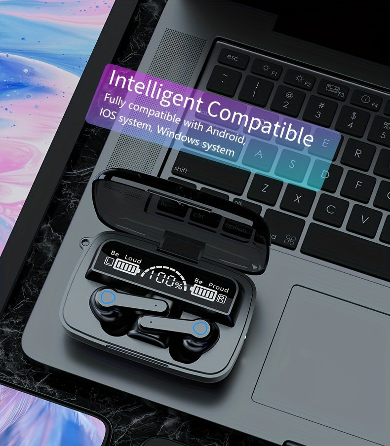 TWS wireless earbuds, 5.0 gaming headset with microphone, stereo headset, headset with display, most comfortable in-ear, high sound quality, high color value sports headphones, long battery life