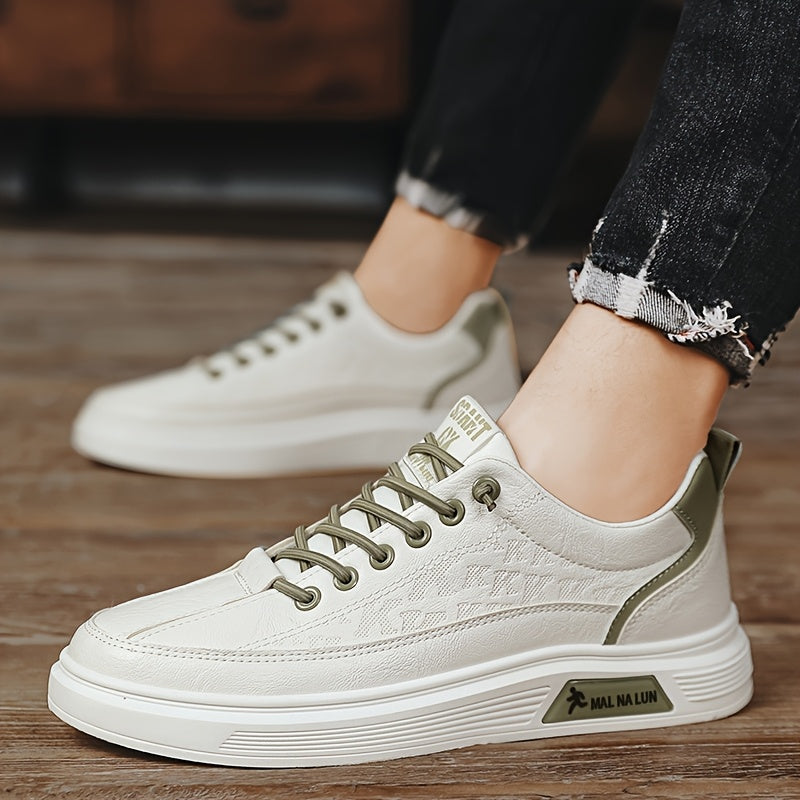 1 Pair Of Oversized Men'S Breathable Lace Up Sports Shoes, Board Shoes, Versatile And Wear-resistant Skateboard Shoes, White Shoes