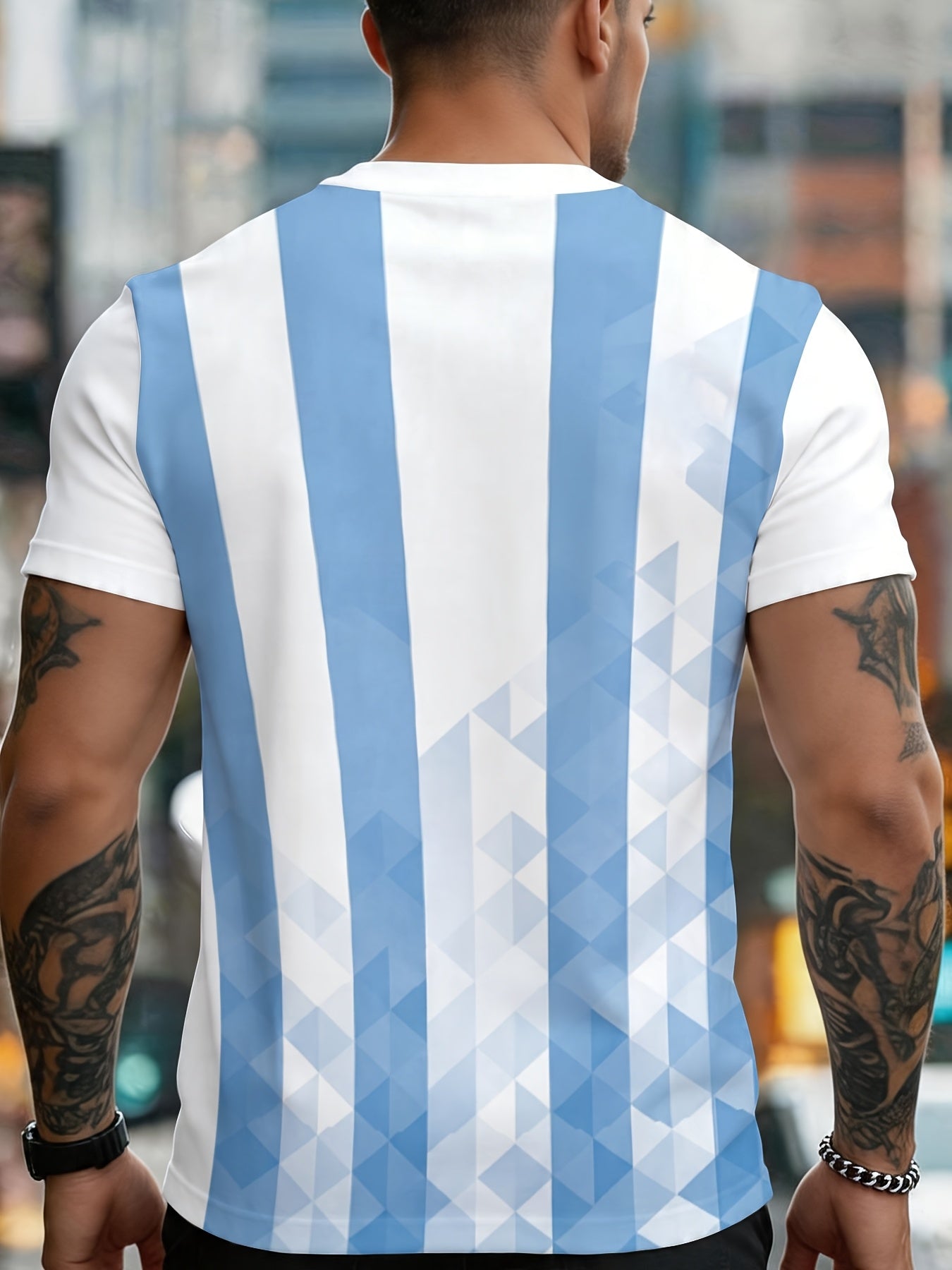 Men's Argentina Football T-Shirt Breathable Quick-Dry Mesh