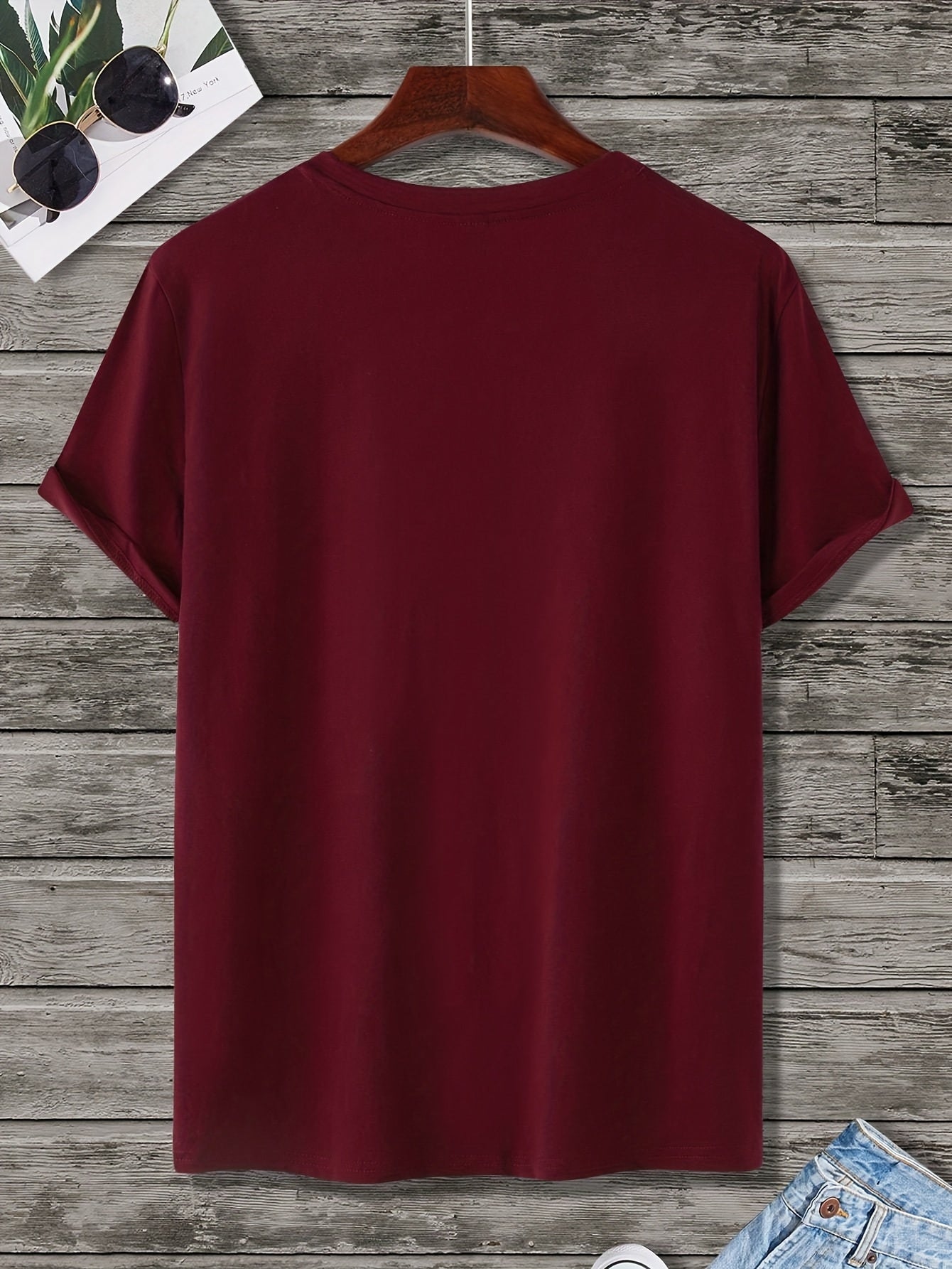 Men's Round Neck T-Shirt, Three-Color Patchwork Top with Asymmetric Double Stripes, Trendy Comfortable Breathable High-Quality Factory-Made Casual Fit