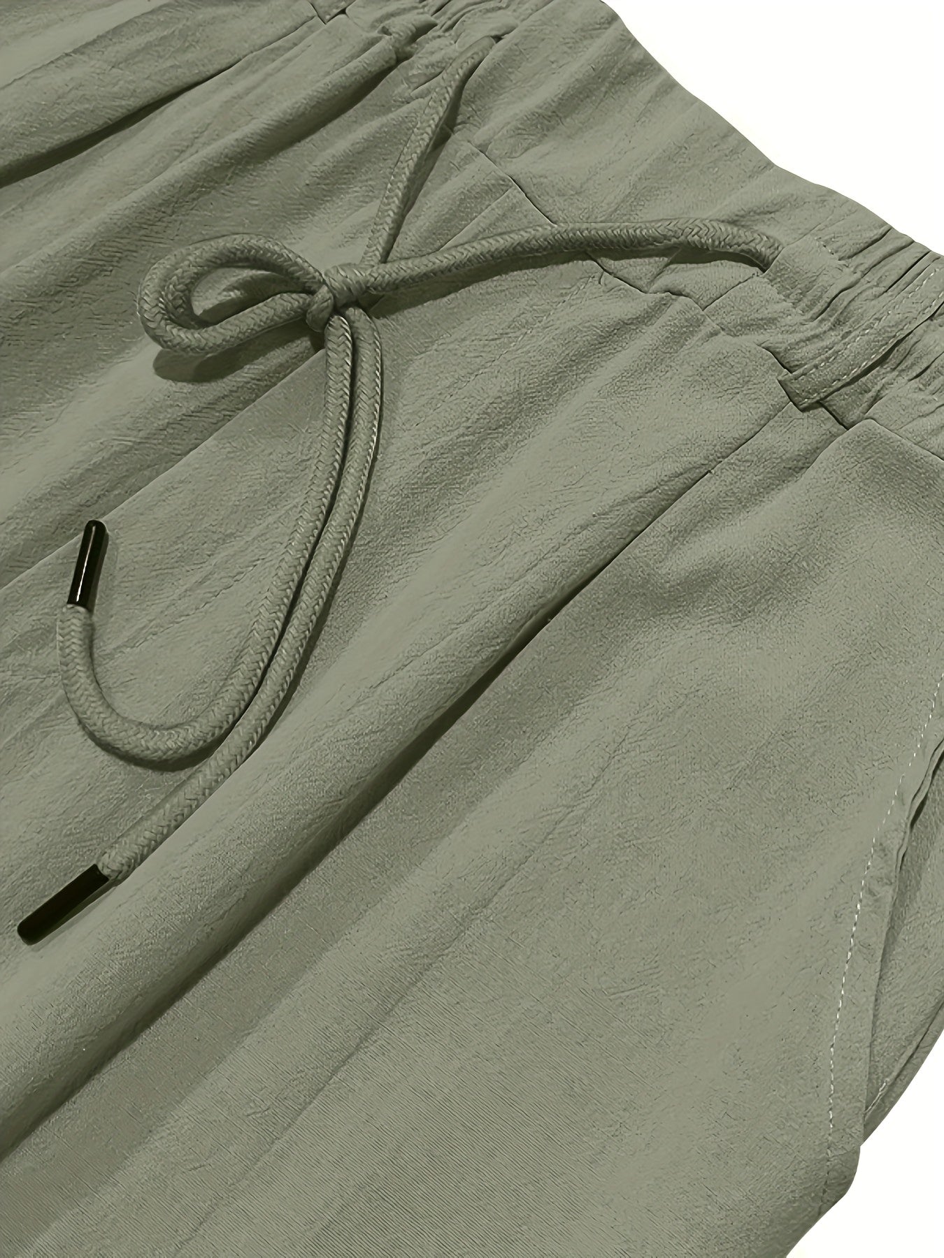Men'S Casual Linen Drawstring Pants - Comfortable Straight Fit, Lightweight & Breathable for Beach & Outdoor Activities, Beach Casual Wear|Straight Fit Pants|Lightweight Fabric