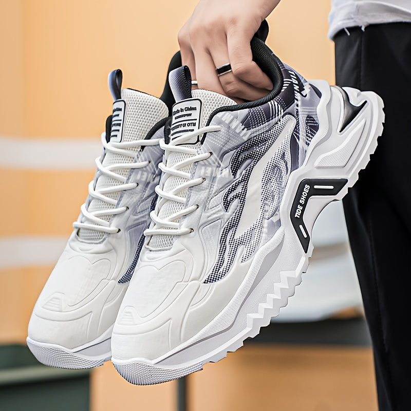 Men's Low-Top Skate Shoes - Breathable PU/Fabric Upper, EVA Cushioned Insole Durable PVC Sole - Lace-Up Design with Letter Print/Stripes/Solid Colors for Urban Streetwear Casual Wear