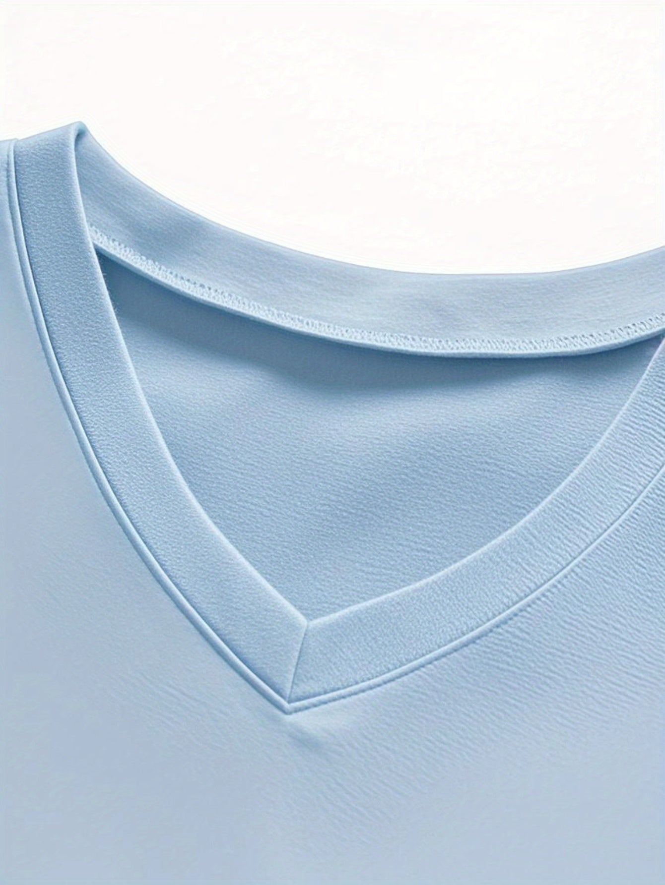 Men's Summer Classic V-Neck Casual T-Shirt - Breathable Regular Fit Short Sleeve Tee, Solid Light Blue for Gym, Outdoor Casual Attire