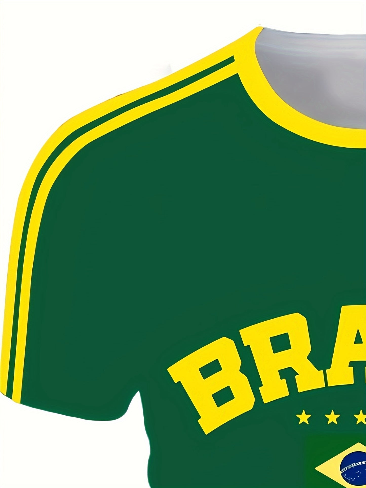 Men'S Casual Short-Sleeve T-Shirt with 3D Digital Printing, Round Neck, Brazilian Style, Made of Slightly Stretchy Polyester Knit Fabric, Suitable for Summer Outdoor Activities And Everyday Wear.