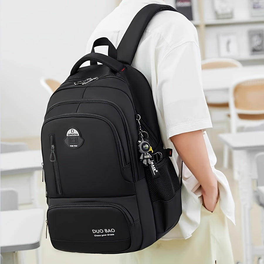 1pc DUO BAO High-Quality Knapsack - Stylish Gray Black Backpack with 6 Large Compartments, Durable Oxford Fabric, Ideal for School, Travel, and Fitness, Casual Style, Travel Backpack Stylish Backpack Durable Backpack