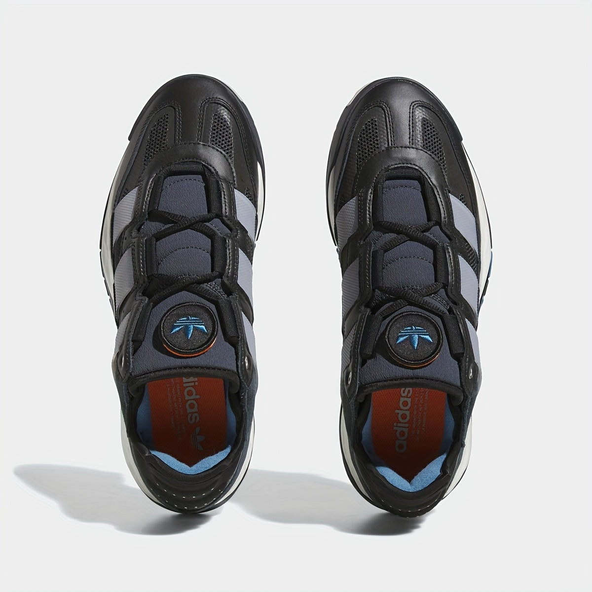 Adidas Niteball Low-Top Sneakers for Men Women - Striped Casual Shoes with Genuine Leather Upper, Breathable Fabric Lining Rubber Sole, Black/Blue/Orange Accents (FZ5742), Athletic Footwear, Modern Triptych Design, Durabl