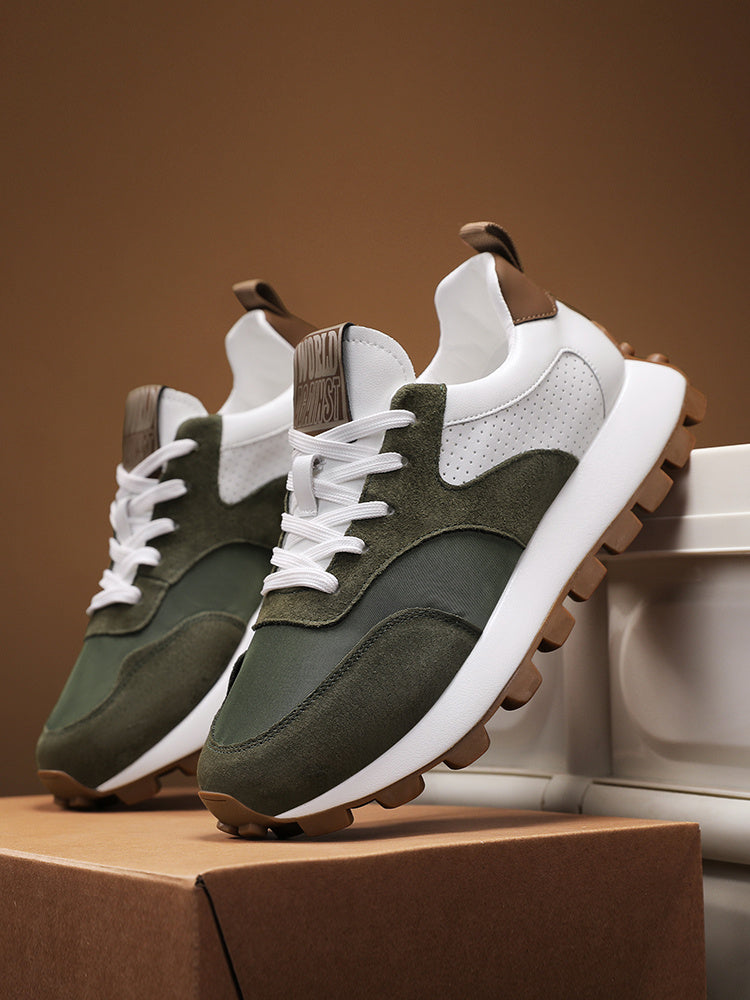 2025 Spring Men'S Breathable Low-Top Sneakers - Thickened Cushioned Rubber Sole, Men'S New Breathable Mesh Platform Dad Shoes Casual Height Increase Sports Shoes