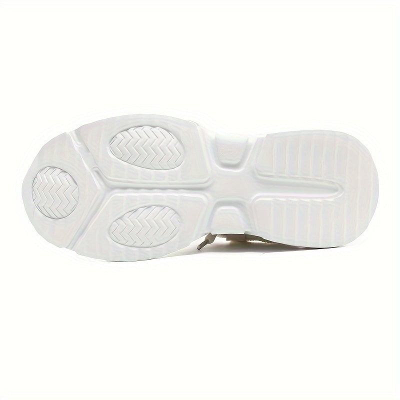 Men's Breathable Sneakers in White - Casual Sporty Lace-Up Running Shoes with EVA Sole