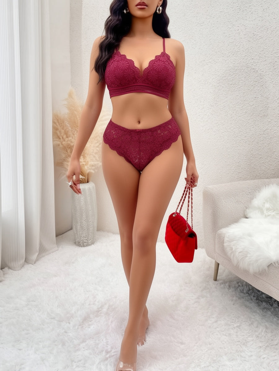 6pcs Women’s Minimalist Lace Bra and Brief Set - Breathable Comfort