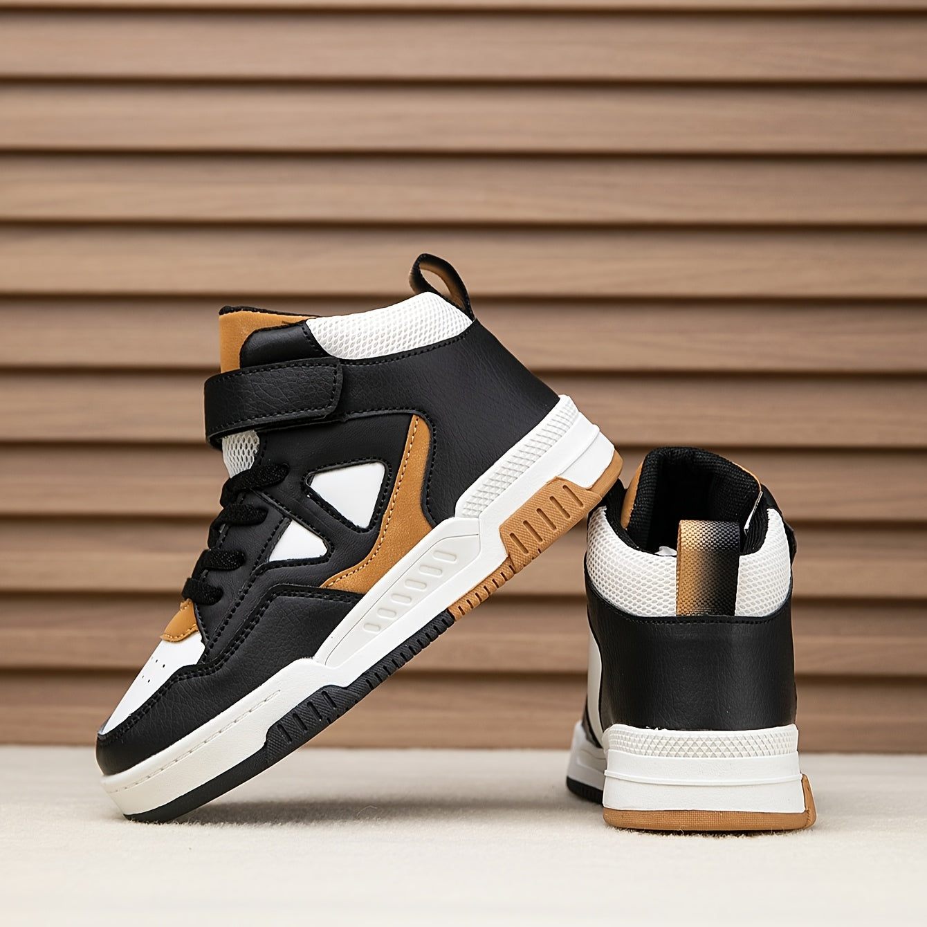 Youngsters' High-Top Sneakers with Color Block Design - Breathable, Non-Slip & Durable for Boys and Girls - Perfect for Outdoor Activities & Casual Attire