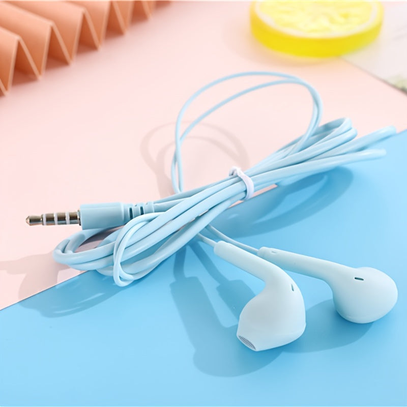 Anime-Inspired Wired Earphones with Microphone, 3.5mm Jack, Noise Isolating, Volume Control, Tangle-Free Cable, Plastic Semi-Open-Back Design, Compatible with Cellphones, Ideal for Running - Multiple Colors